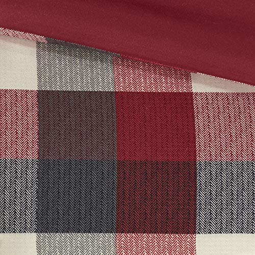 Red Plaid Herringbone Comforter Set King 7 Piece F10742