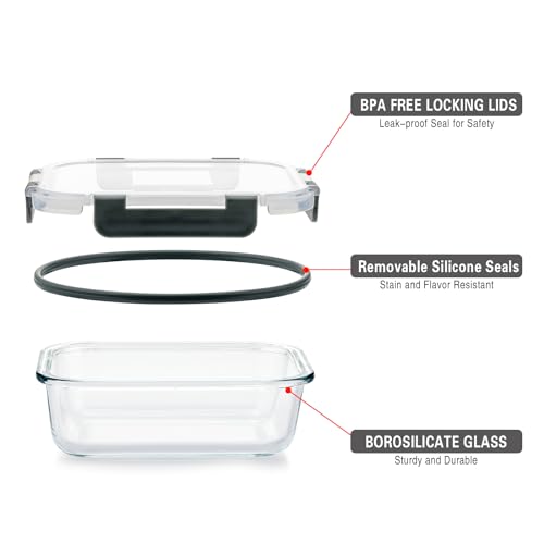 Glass Meal Prep Containers with Lids, 22 Oz, 10 Pack V40533