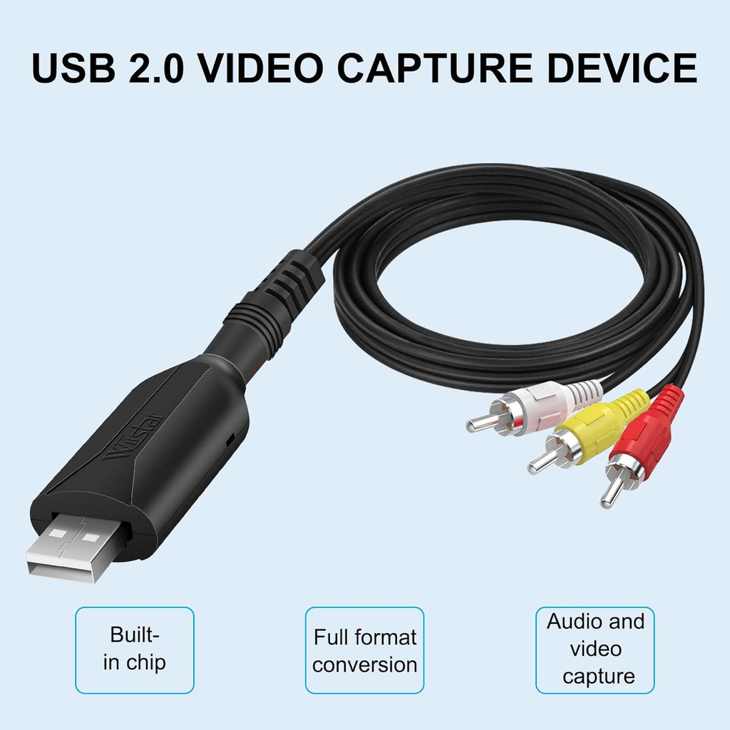 USB 2.0 AV RCA Video Audio Capture Card Adapter for VHS VCR to DVD Converter T5218