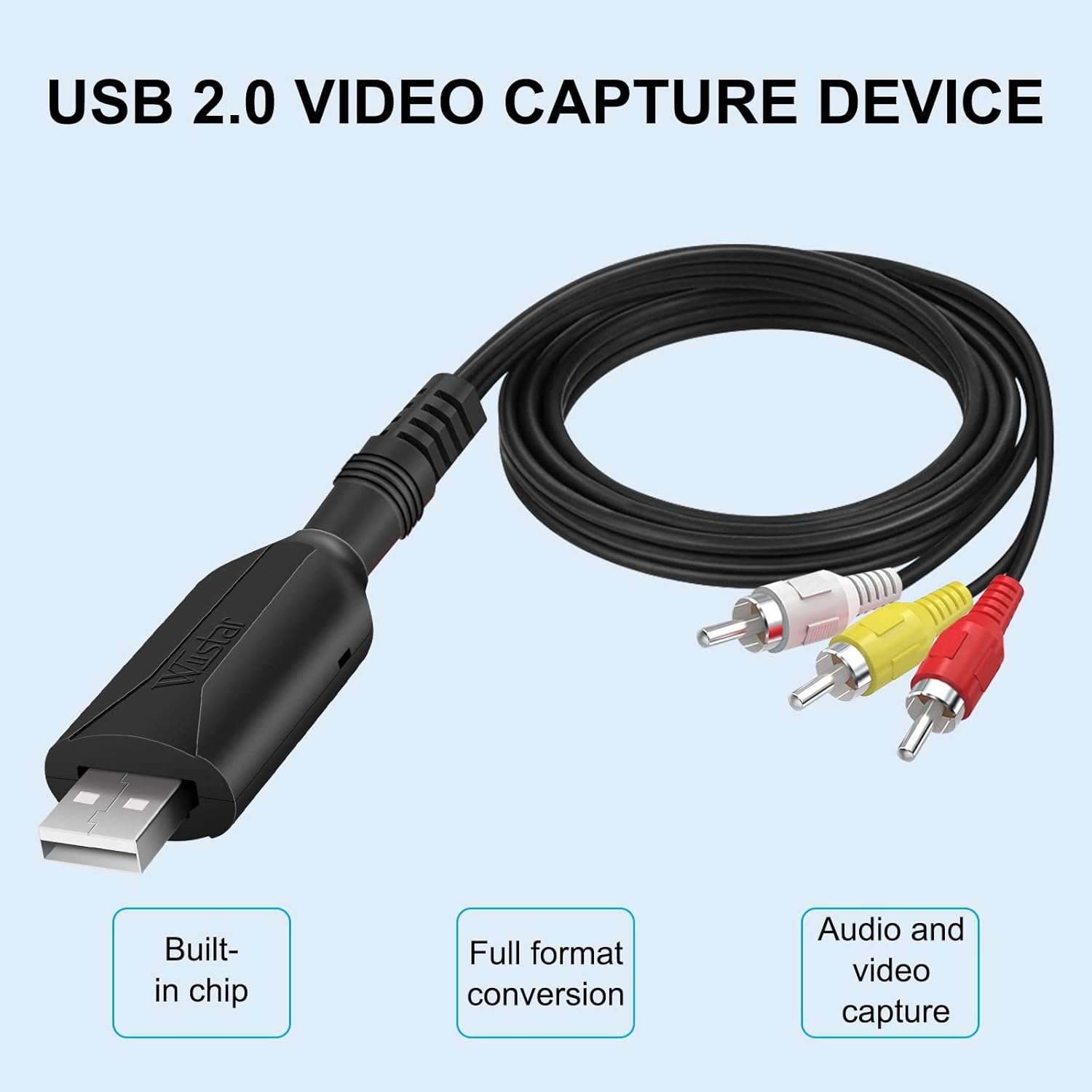 USB 2.0 AV RCA Video Audio Capture Card Adapter for VHS VCR to DVD Converter T5218