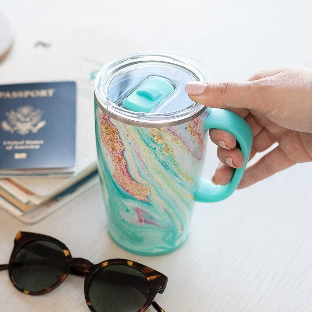 18oz Insulated Travel Tumbler with Handle and Lid, Stainless Steel, Dishwasher Safe H912760