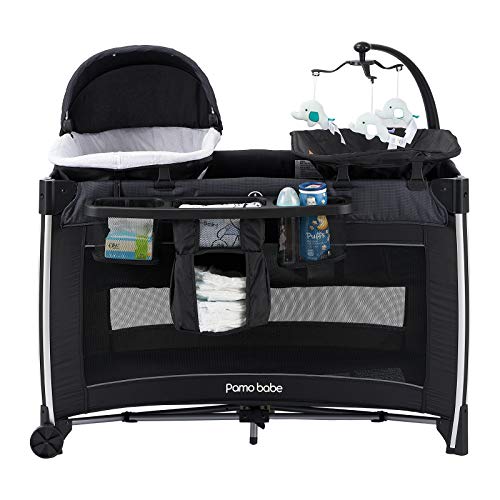 Portable Baby Crib Foldable Travel Playard with Bassinet and Changing Table I3310