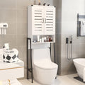Over Toilet Storage Cabinet with 2-Door Blinds, Freestanding Space Saver with Organizer, White