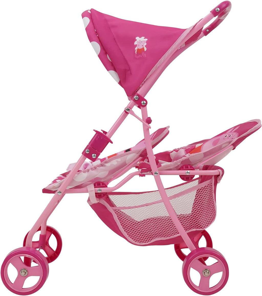 Doll Twin Stroller - Pink & White Dots - Fits Dolls Up To 24" W65973