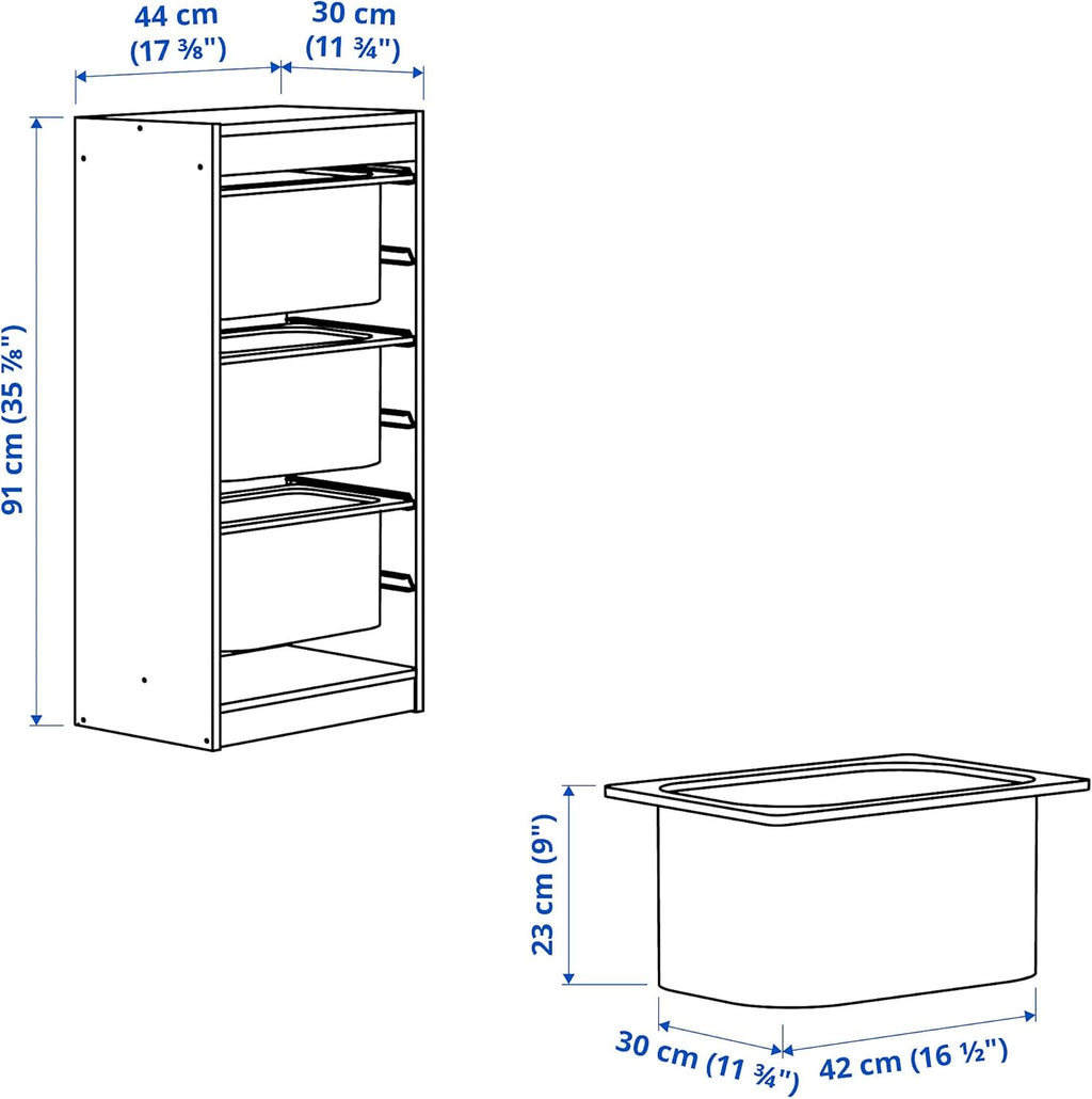 Storage combination with boxes, 44x30x91 cm, light white stained pine/pink N199753