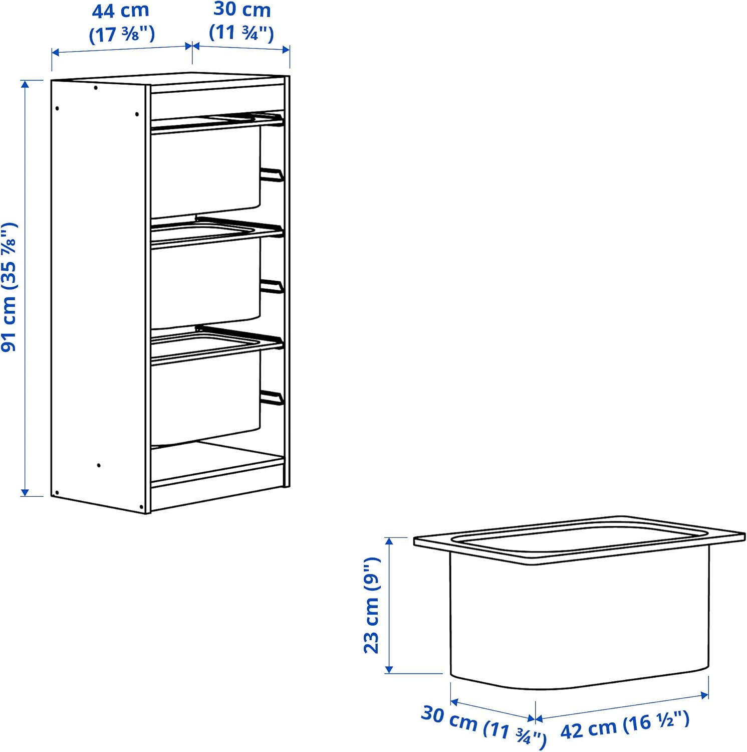 Storage combination with boxes, 44x30x91 cm, light white stained pine/pink N199753