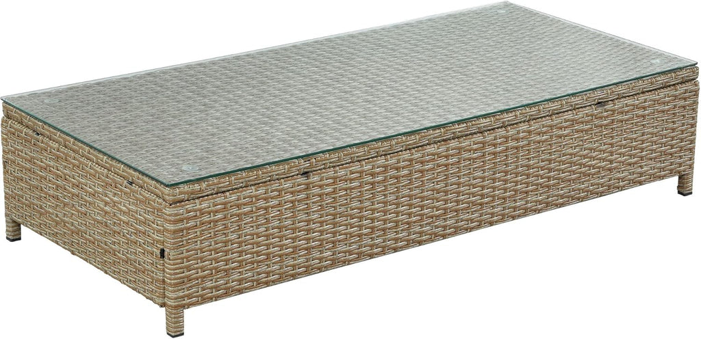 Patio Furniture Set with Wicker Sectional Sofa and Glass Table G133178