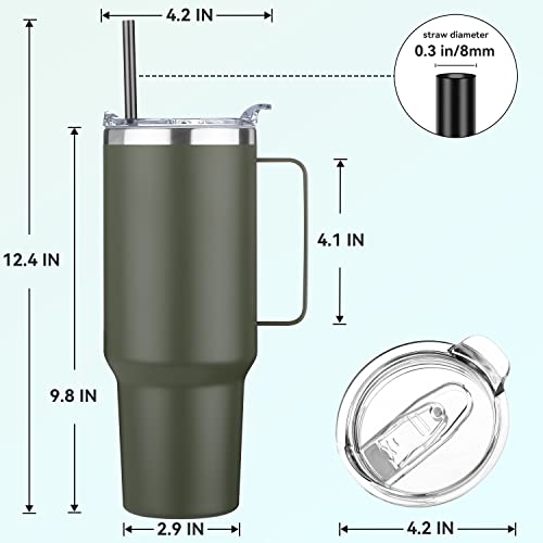 40 oz Stainless Steel Tumbler with Handle, Vacuum Insulated Travel Mug J854002