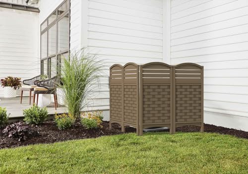 Air Conditioner Fence Privacy Screen, 4 Panels Outdoor Enclosure, Resin Fence Panels Kit, 45" x 22" Per Panel, Off White W57422