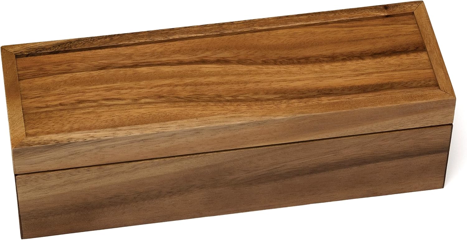 Acacia Wood Tea Box with 4 Sections Q723674