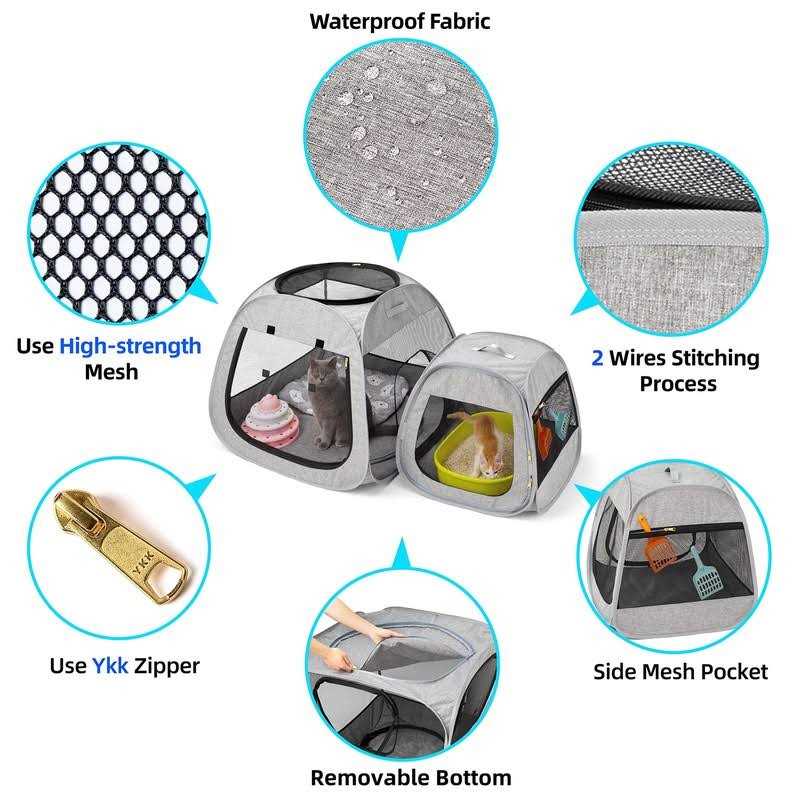 Portable Cat Playpen, Foldable Pet Tent for Indoor and Outdoor Use P353