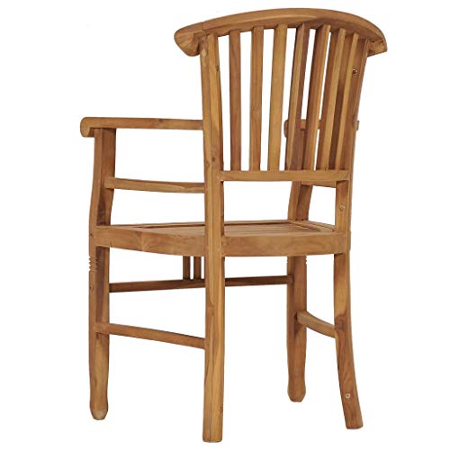 Teak Wood Patio Dining Chairs with Armrests, Set of 2 T477551