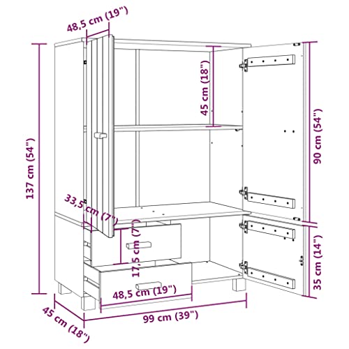 Solid Wood Pine Wardrobe Closet with Storage Z599060