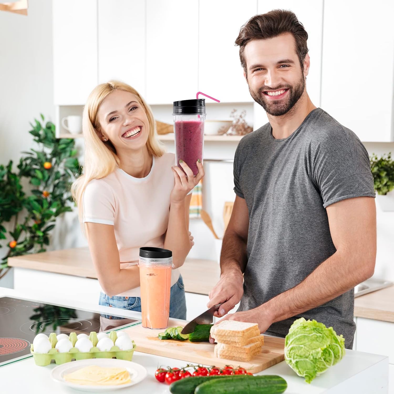 Blender Cups and Blade for Shakes Smoothies - Single Serve Cup Lid B347265