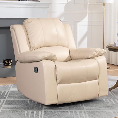 Swivel Recliner Chair with Adjustable Footrest, Beige B709