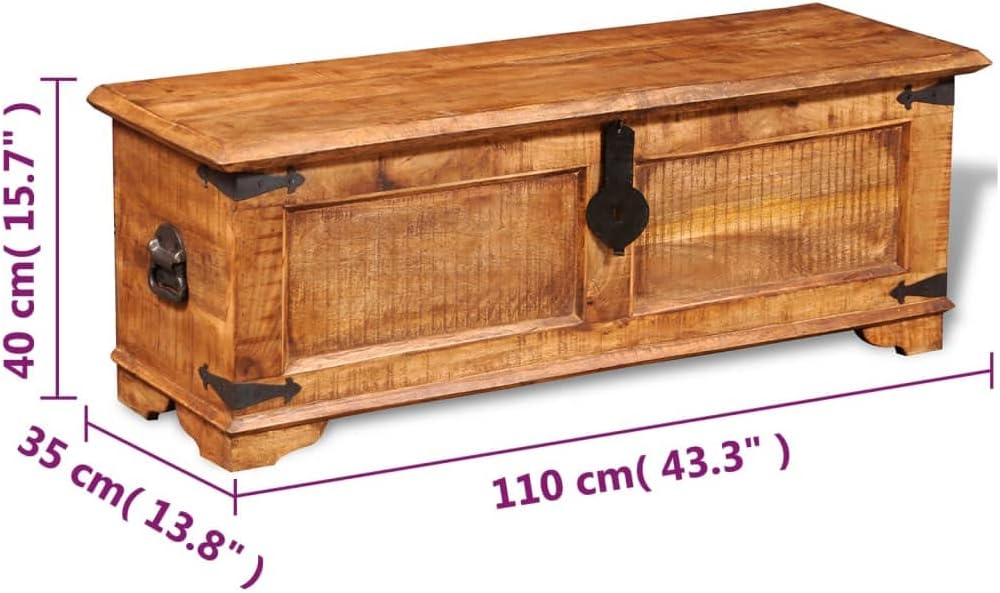 Wooden Storage Chest with Lid, Large Rustic Trunk for Living Room and Bedroom R585529
