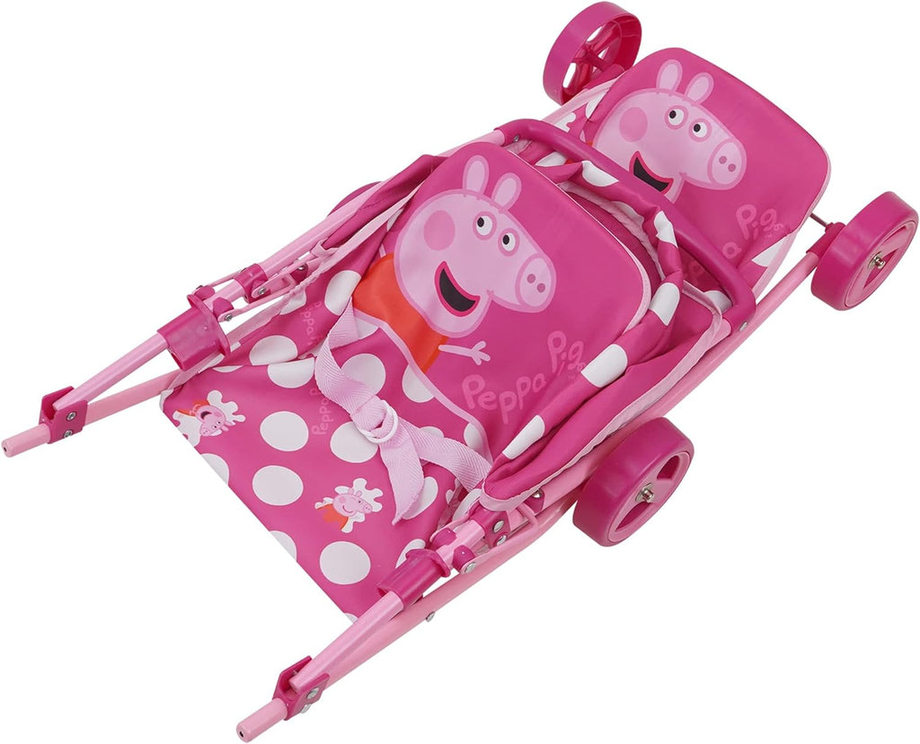 Doll Twin Stroller - Pink & White Dots - Fits Dolls Up To 24" W65973