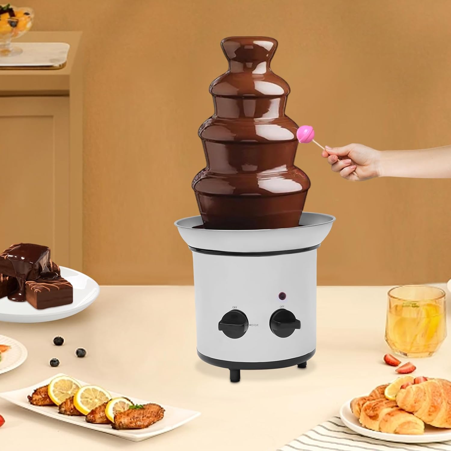 4-Tier Electric Chocolate Fondue Fountain Machine for Parties W92701