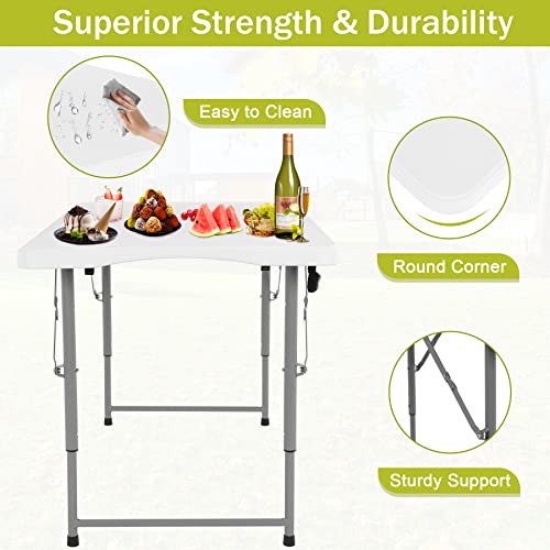 Folding Table 6ft Portable Outdoor Picnic Dining Table with Carrying Handle, White E577
