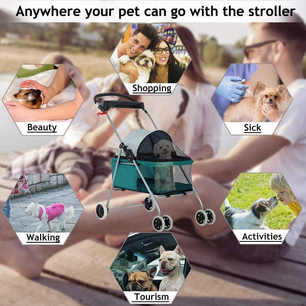 Folding Dog Stroller for Small Dogs & Cats with Cup Holder Y731027