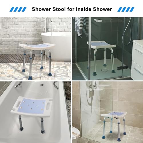 Shower Stool with Heavy Duty Crossbar, Height Adjustable Bath Chair, 500 lbs Capacity H9850