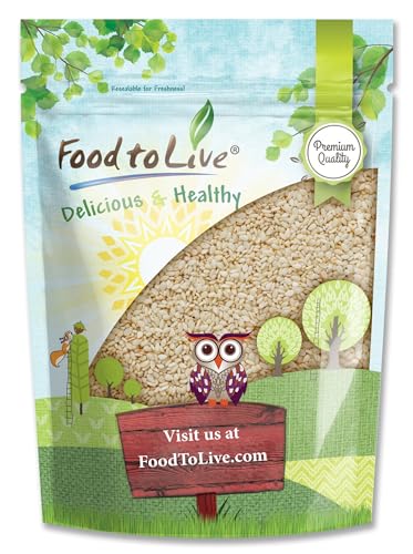 Hulled Sesame Seeds, 1 Pound — Non-GMO Verified, Whole Raw White Sesame Seeds, Kosher and Vegan, Unroasted, Bulk Sesame. High in Magnesium, Iron, and Calcium. Perfect for Tahini Paste