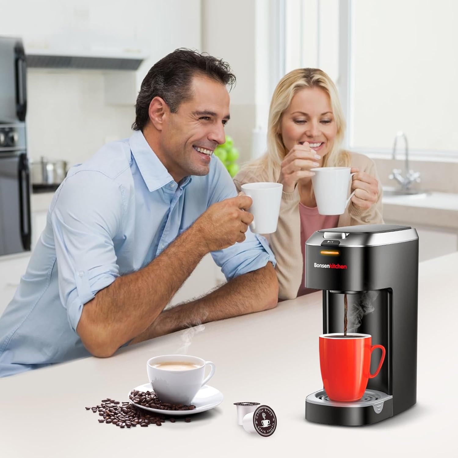 Single Serve Coffee Maker for K Cup Capsule, Fast Brewing, 6 to 12oz Brew Sizes V1235