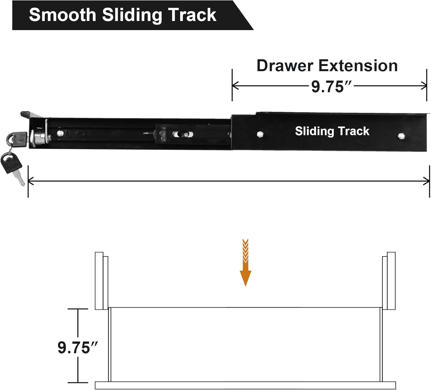 Under Desk Pull-Out Drawer with Lock for Standing Desk S2710