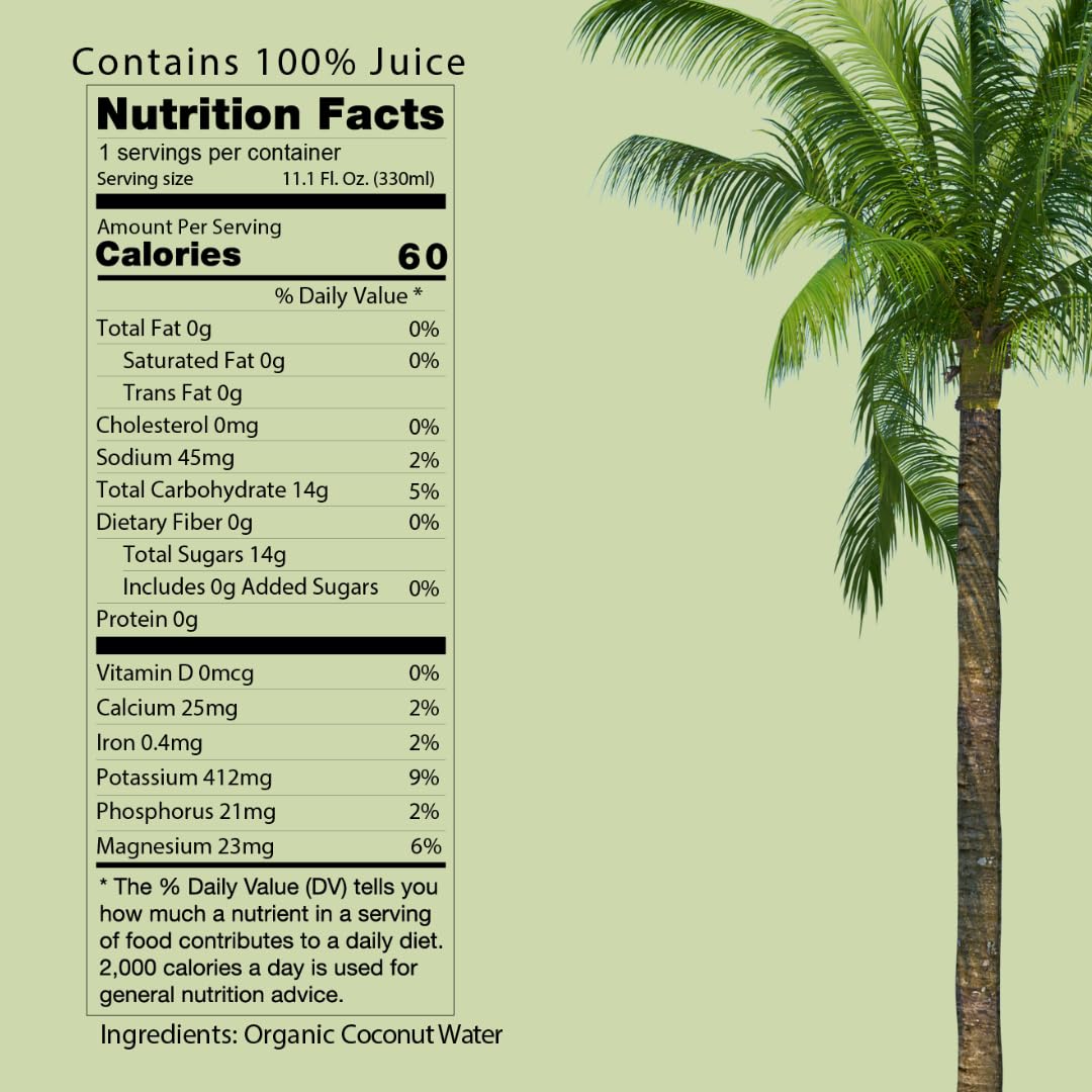 Organic Coconut Water Drink with Electrolytes, 11 Fl Oz (Pack of 12) S9089