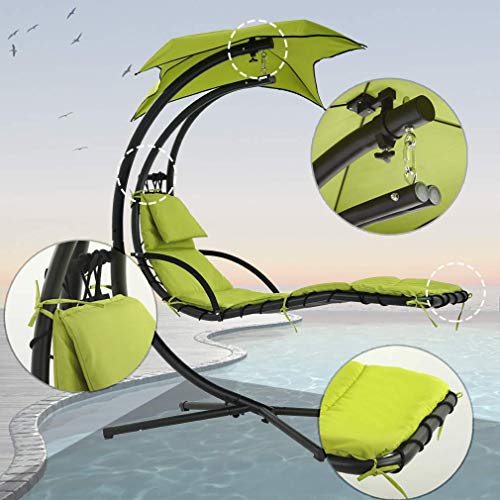 Hammock Chair with Canopy Umbrella and Pillow for Outdoor Patio P610587
