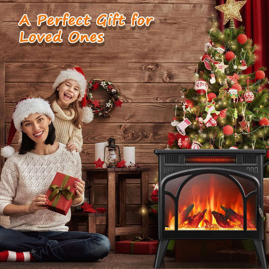 Electric Fireplace Heater, 1500W Infrared with 3D Flame Effect and Remote Q272199