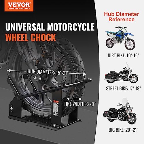 Motorcycle Wheel Chock, 1800 lbs Capacity, Heavy-Duty Steel Front Wheel Stand with 3 Adjustable Holes, for 15"-21" Motorcycles L517786