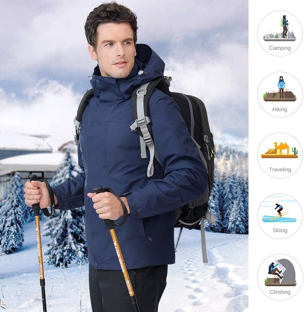Men's Mountain Ski Jacket 3 in 1 Waterproof Warm Hooded Winter Coat O51705