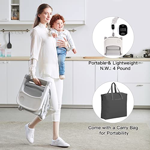 Toddler Booster Seat with Aluminum Frame, Adjustable Height and Tray, Grey I281