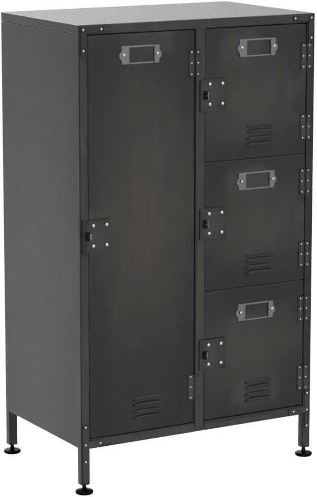 Metal Locker Storage Cabinet, 4 Doors, Steel Wardrobe for Home Office Gym School D274