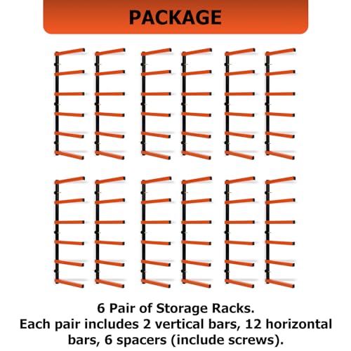 6-Level Wall Mounted Steel Lumber Storage Rack K59626