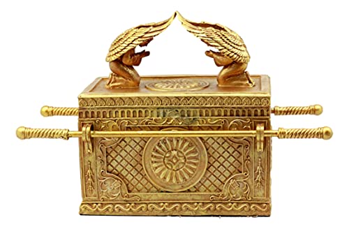 Large Matte Gold Holy Ark of the Covenant with Ten Commandments Religious Decorative Figurine Box Q672