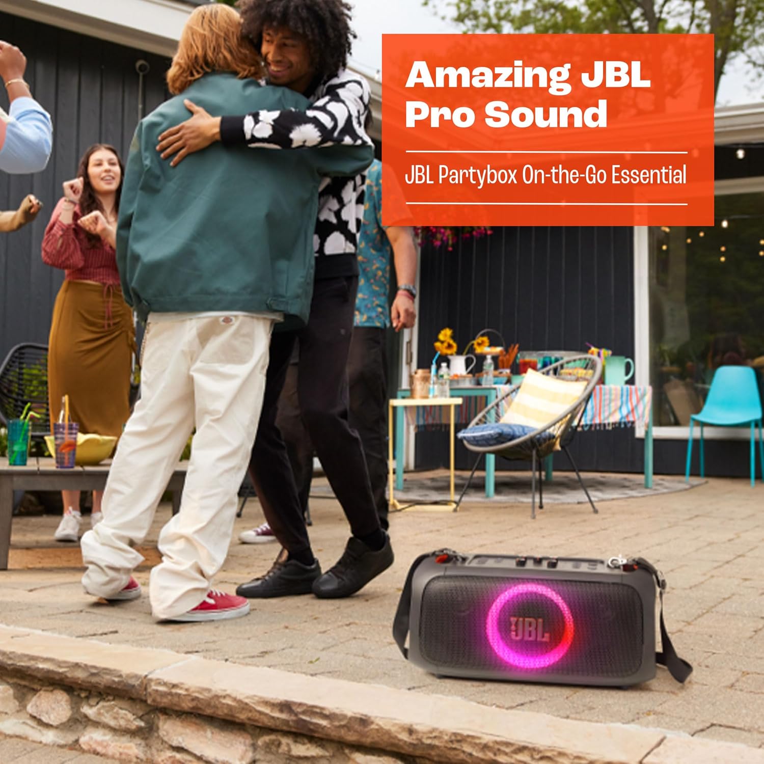 Portable party speaker with built-in lights and wireless mic, IPX4 splashproof B8122
