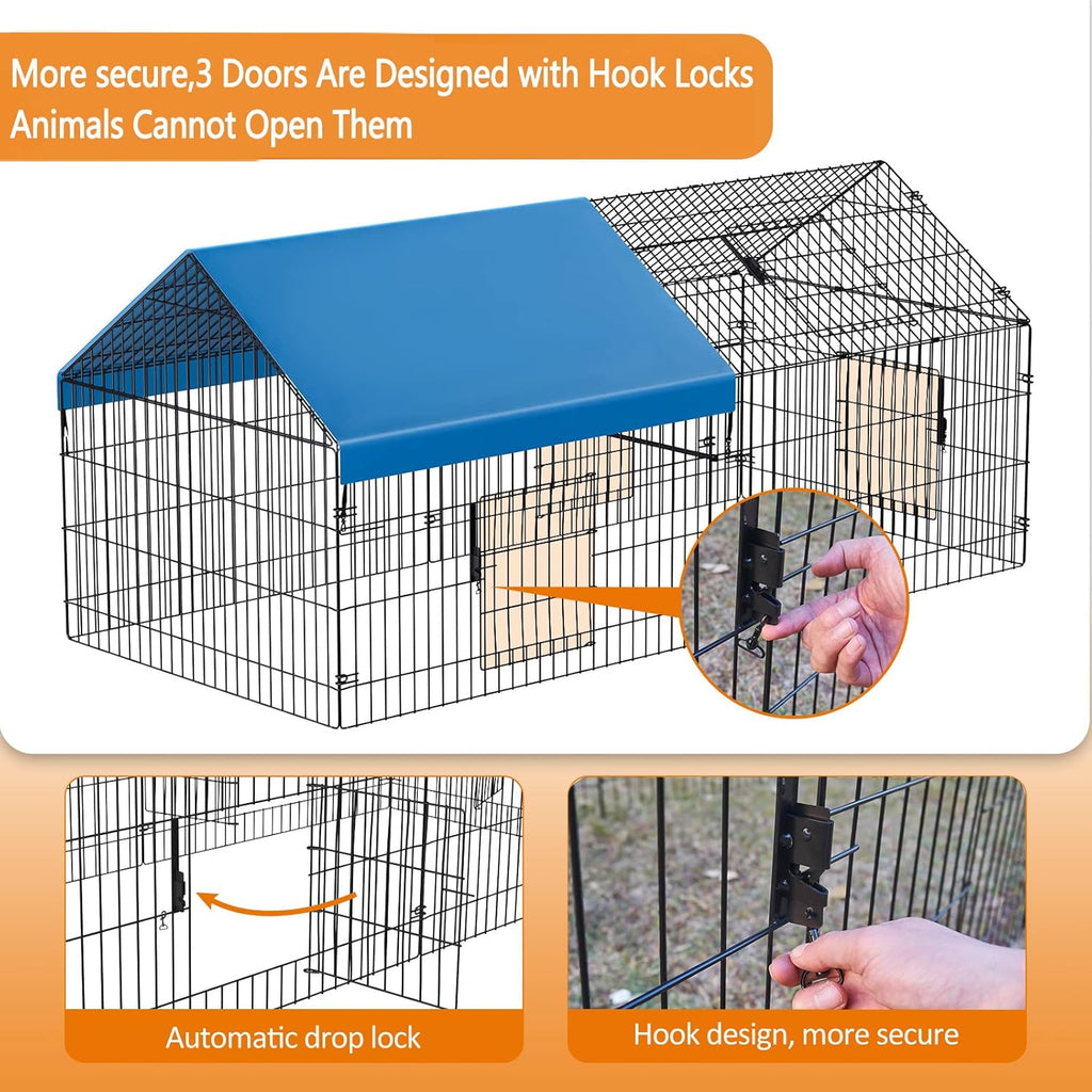 Metal Chicken Coop with Cover for Outdoor Yard S766