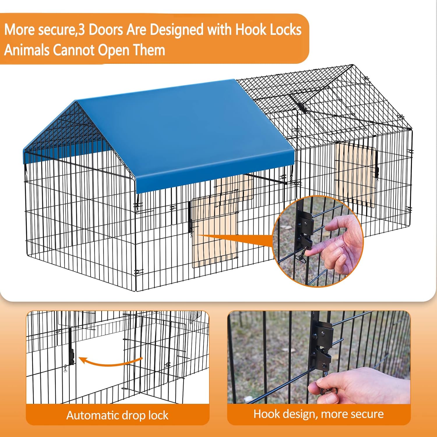 Metal Chicken Coop with Cover for Outdoor Yard S766