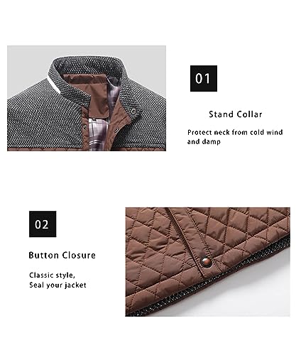 Men's Diamond Quilted Puffer Jacket Lightweight Casual A8610