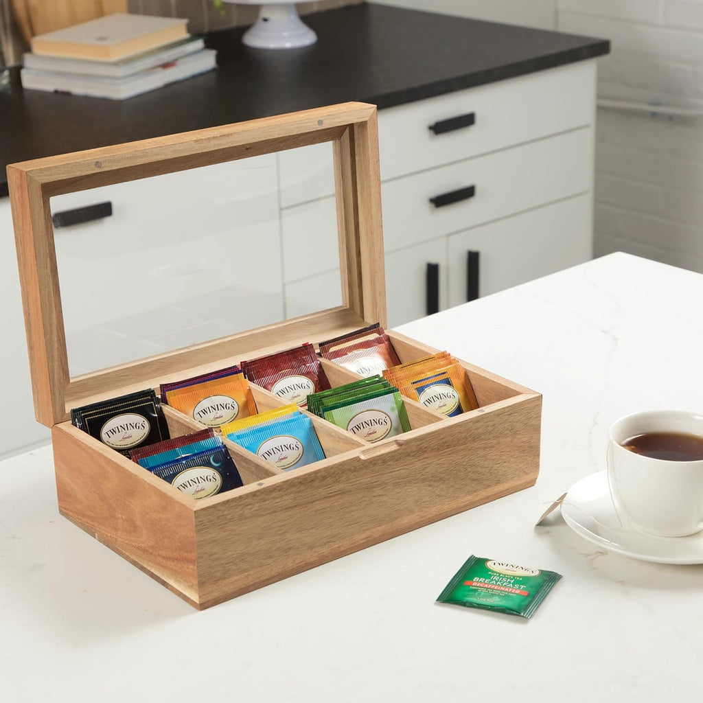 Tea Bag Storage Box with Clear Lid, 8 Compartments Y705
