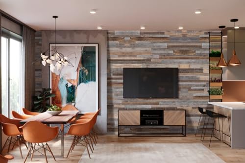 3D Vintage Barnwood Wall Panels, Brown, 30 sq ft T38378