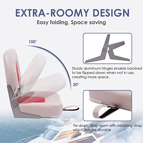 Fold-Down Fishing Boat Seat, Grey/Blue U984