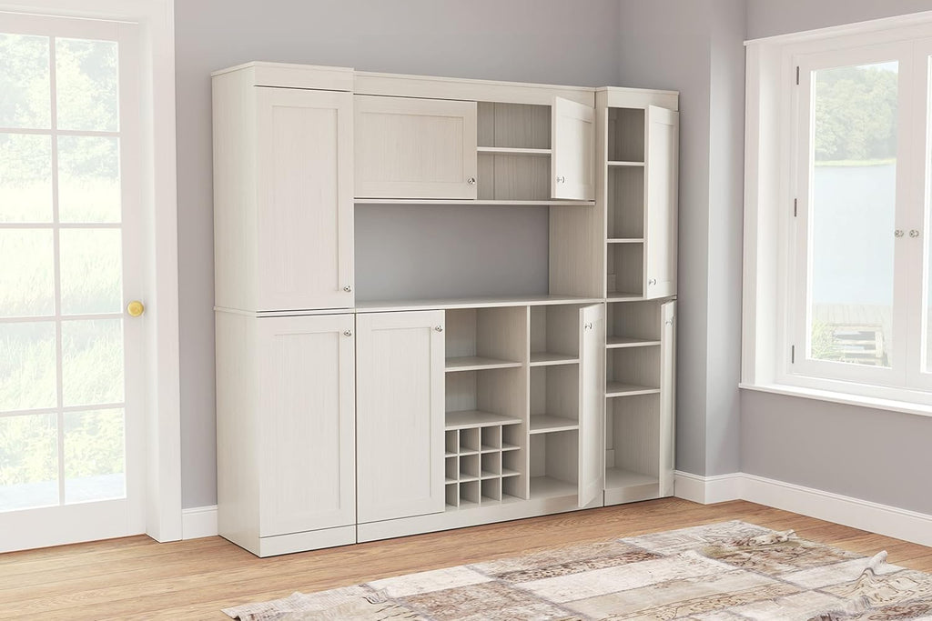 Shaker Style 4-Piece Buffet Storage System with 2 Tall Cabinets, Washed Oak R39755