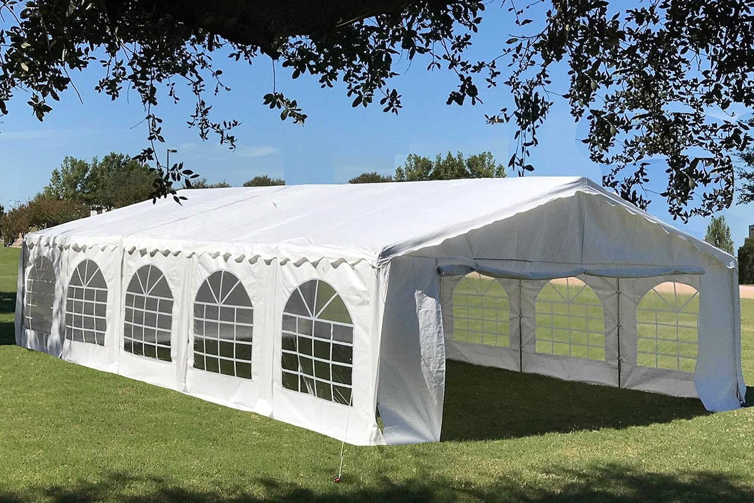 32'x20' PE Party Tent with Waterproof Top and Removable Sidewalls M19994