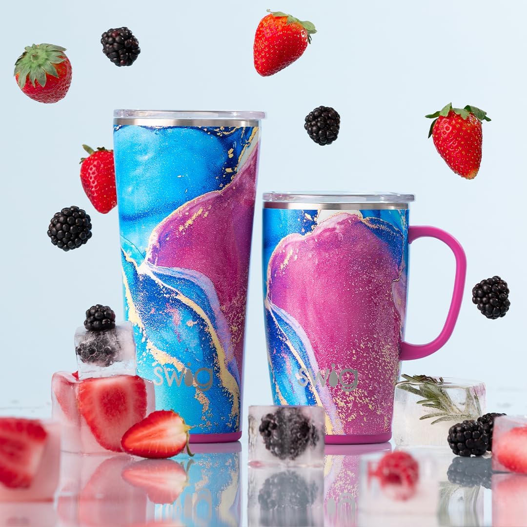 18oz Insulated Travel Tumbler with Handle and Lid, Stainless Steel, Dishwasher Safe H912760