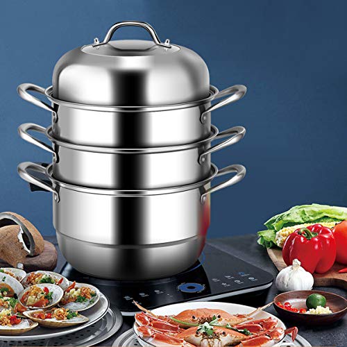4-Tier Stainless Steel Steamer Pot with Glass Lid I1113