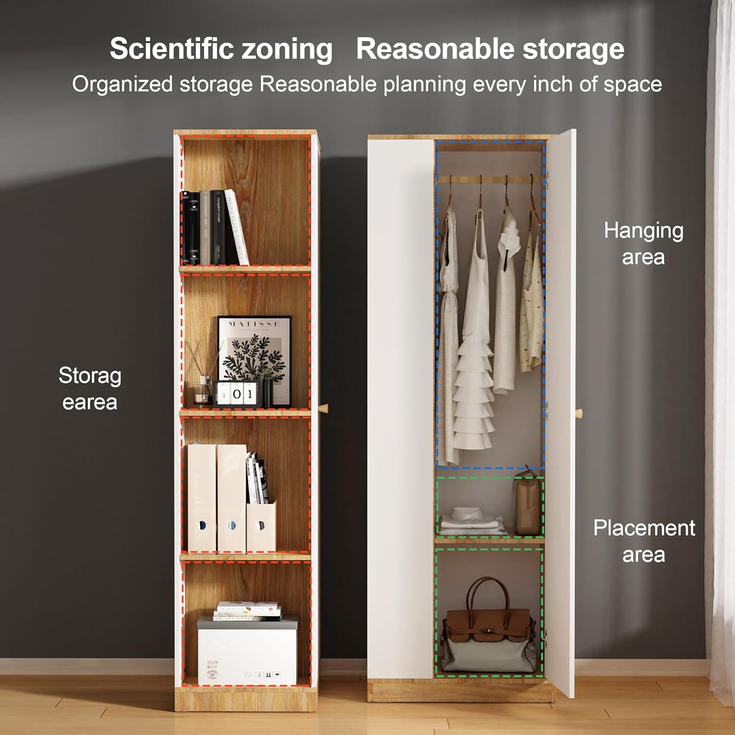 White Wardrobe Closet with Hanging Rail for Small Apartments S99266