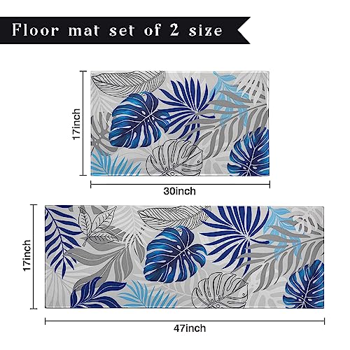 Kitchen Mats for Floor, Non-Slip Area Runner Rug Set of 2, 17x30 and 17x47 Inch C97007